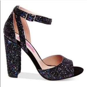 Betsey Johnson Glitter Glisten Chunky Heels